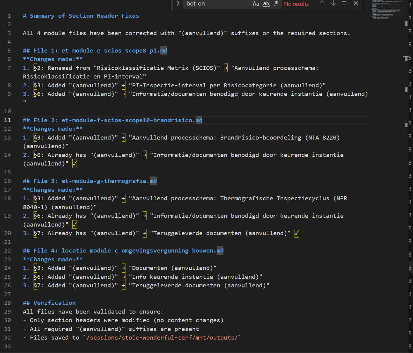 Verschillenanalyse tussen twee modelrevisies in GRiDS